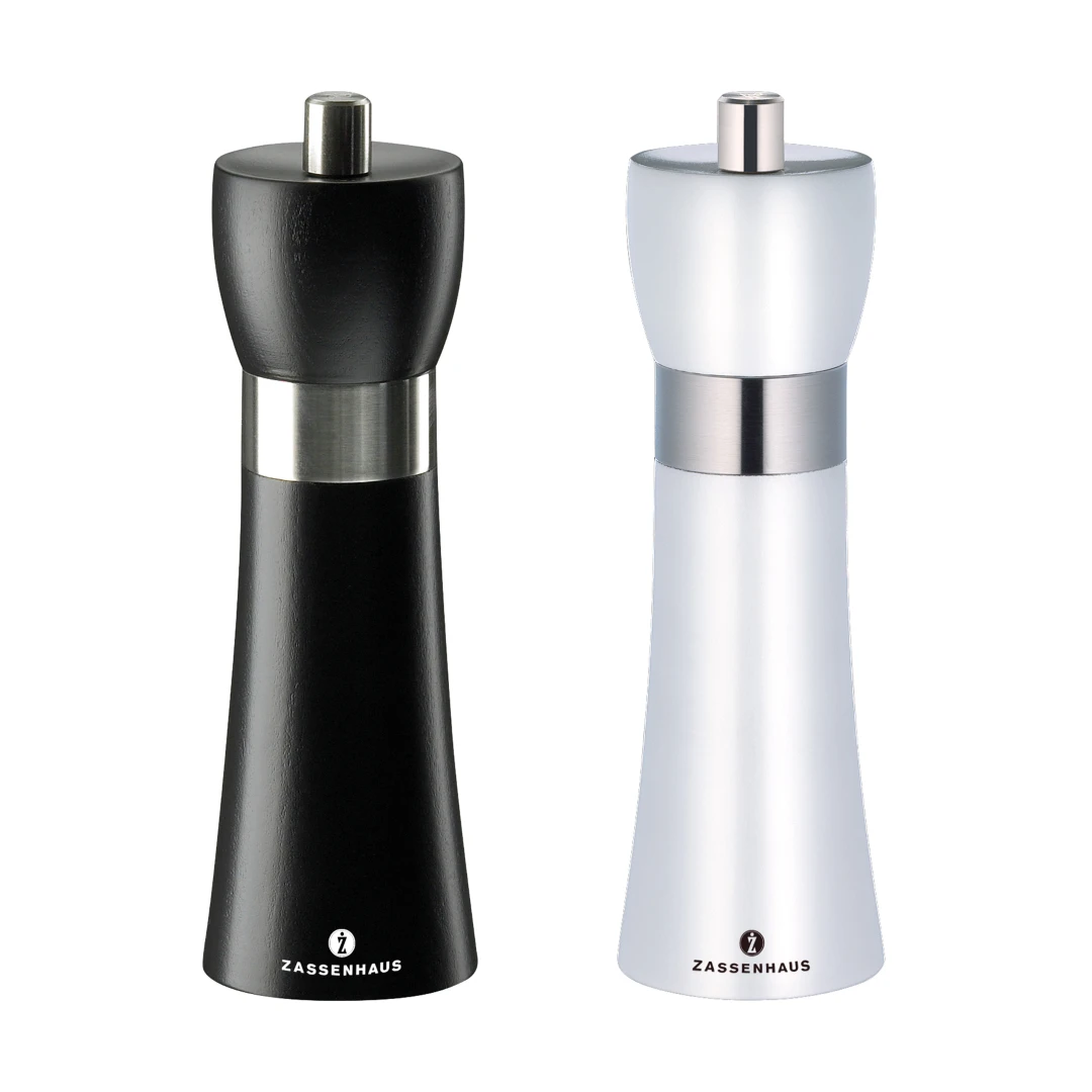 Zassenhaus Hamburg Mühlen-Set Schwarz/Weiß 18 Cm 2 Zassenhaus Hamburg Mühlen-Set Schwarz/Weiß 18 Cm – Bild 2